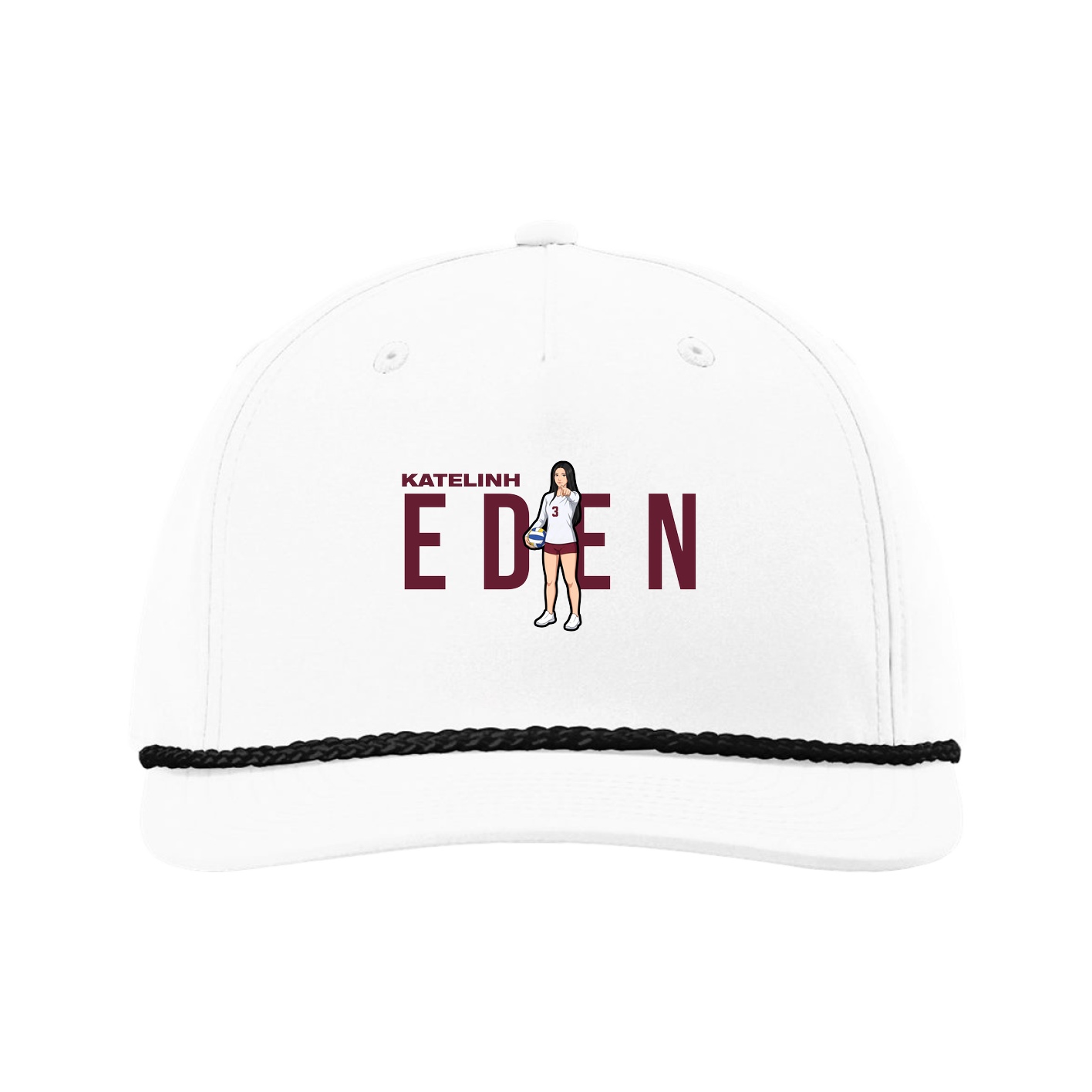 Five-Panel Classic Rope Cap — Player Name in White