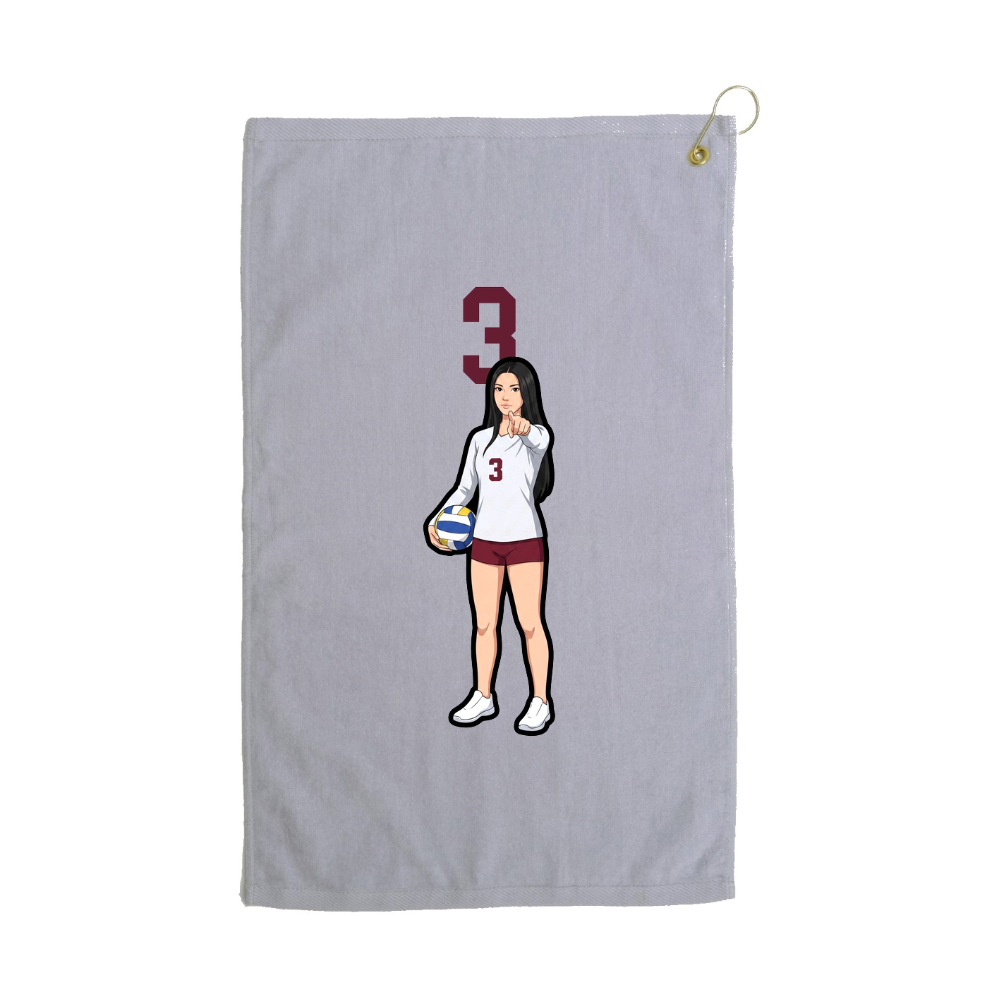 Golf Towel — Number Top in Grey