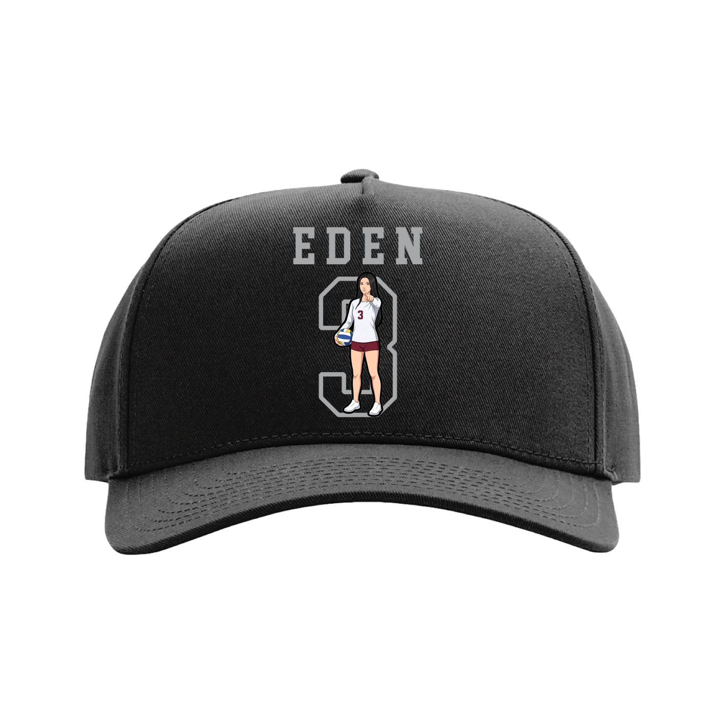 Full Fabric Five-Panel Champ Cap — Shirsey in Black