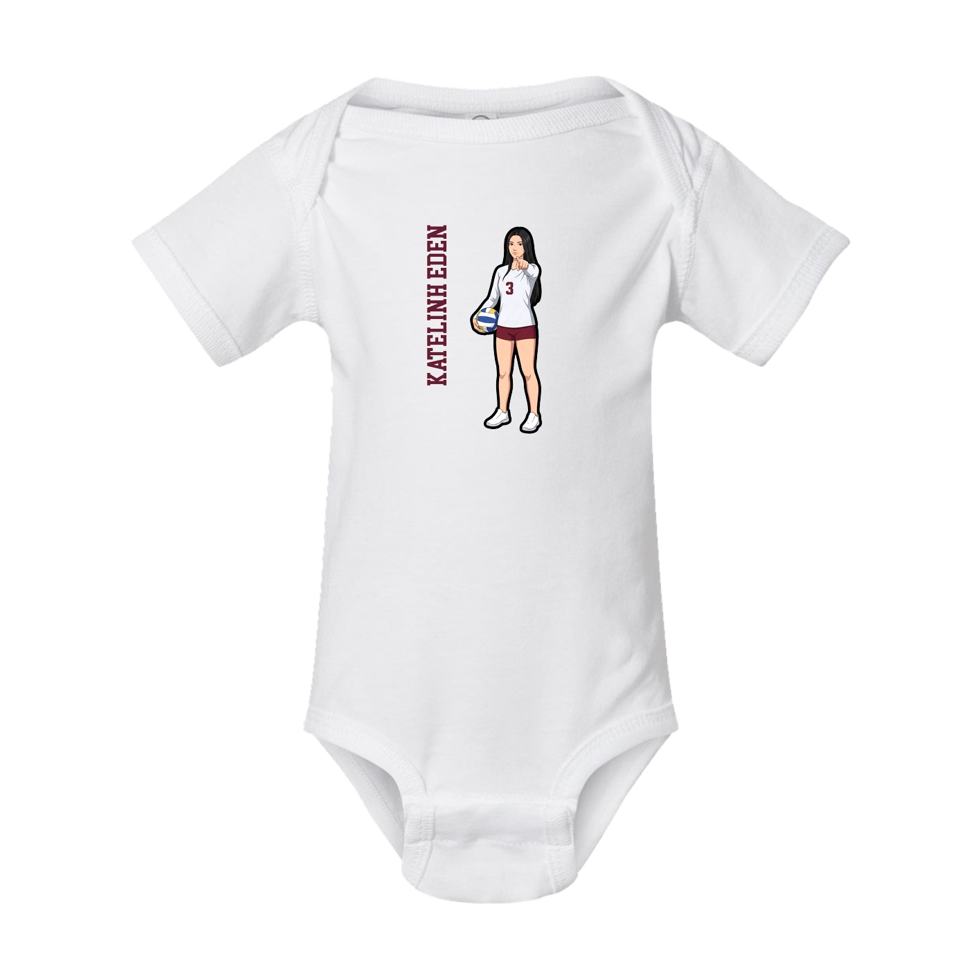 Baby Onesie — Name Vertical in White