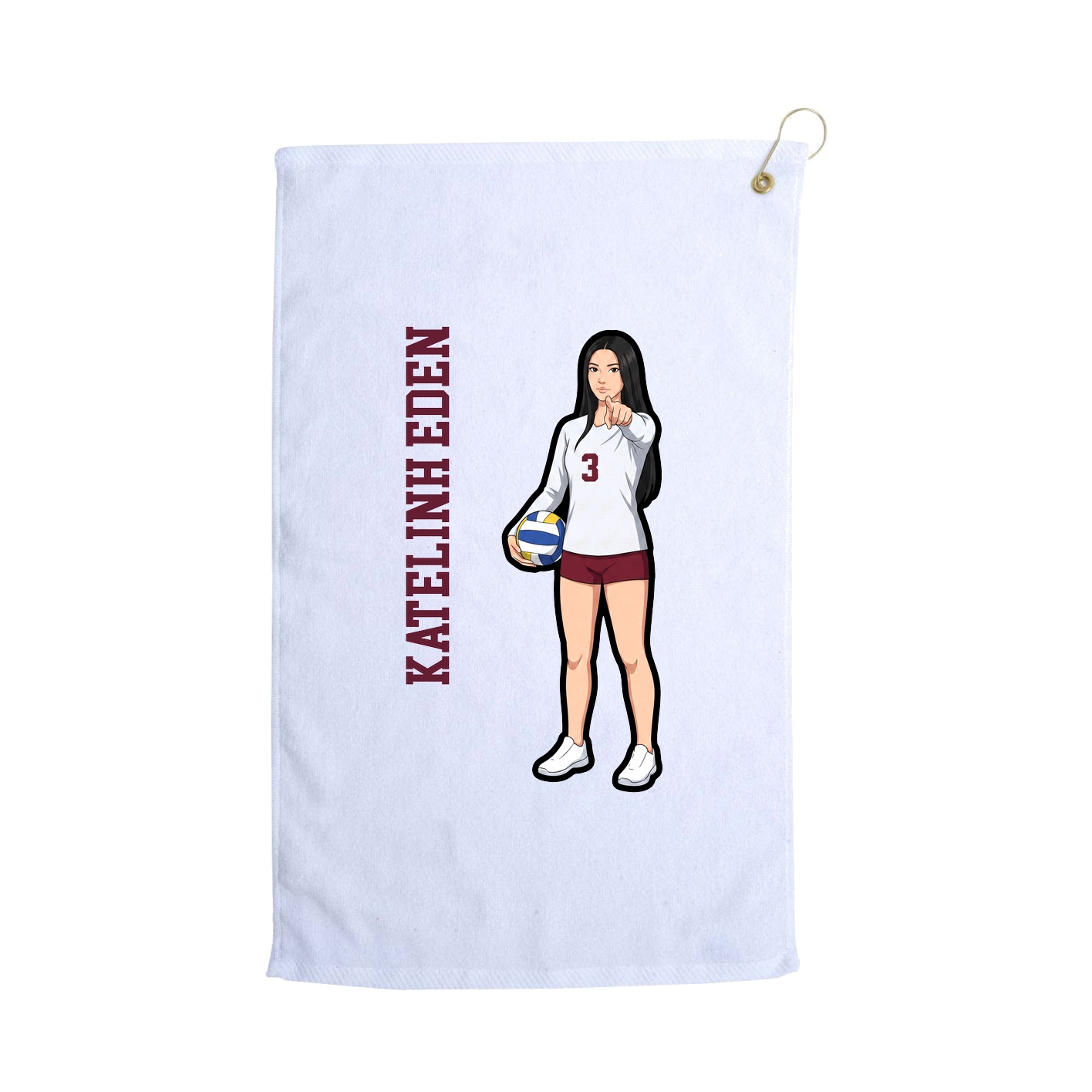 Golf Towel — Name Vertical in White