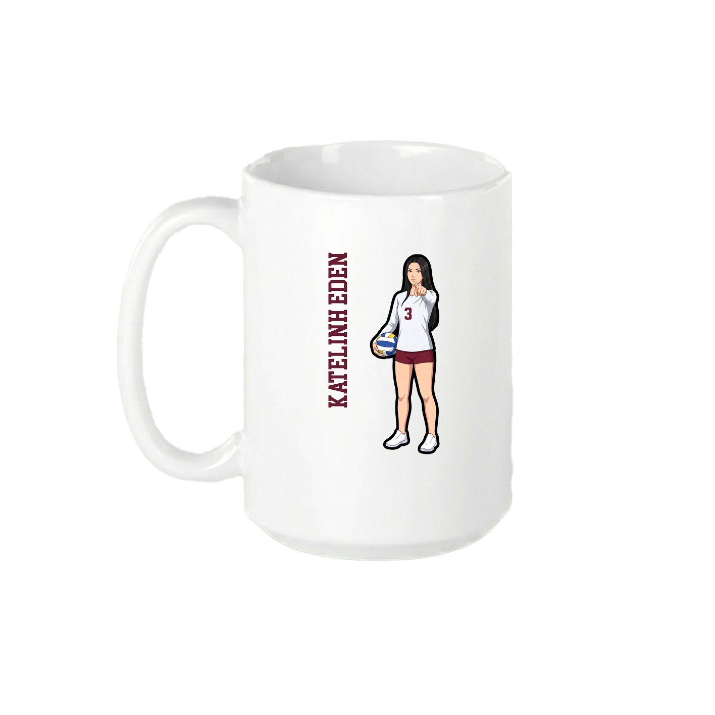 15oz Coffee Mug — Name Vertical in White