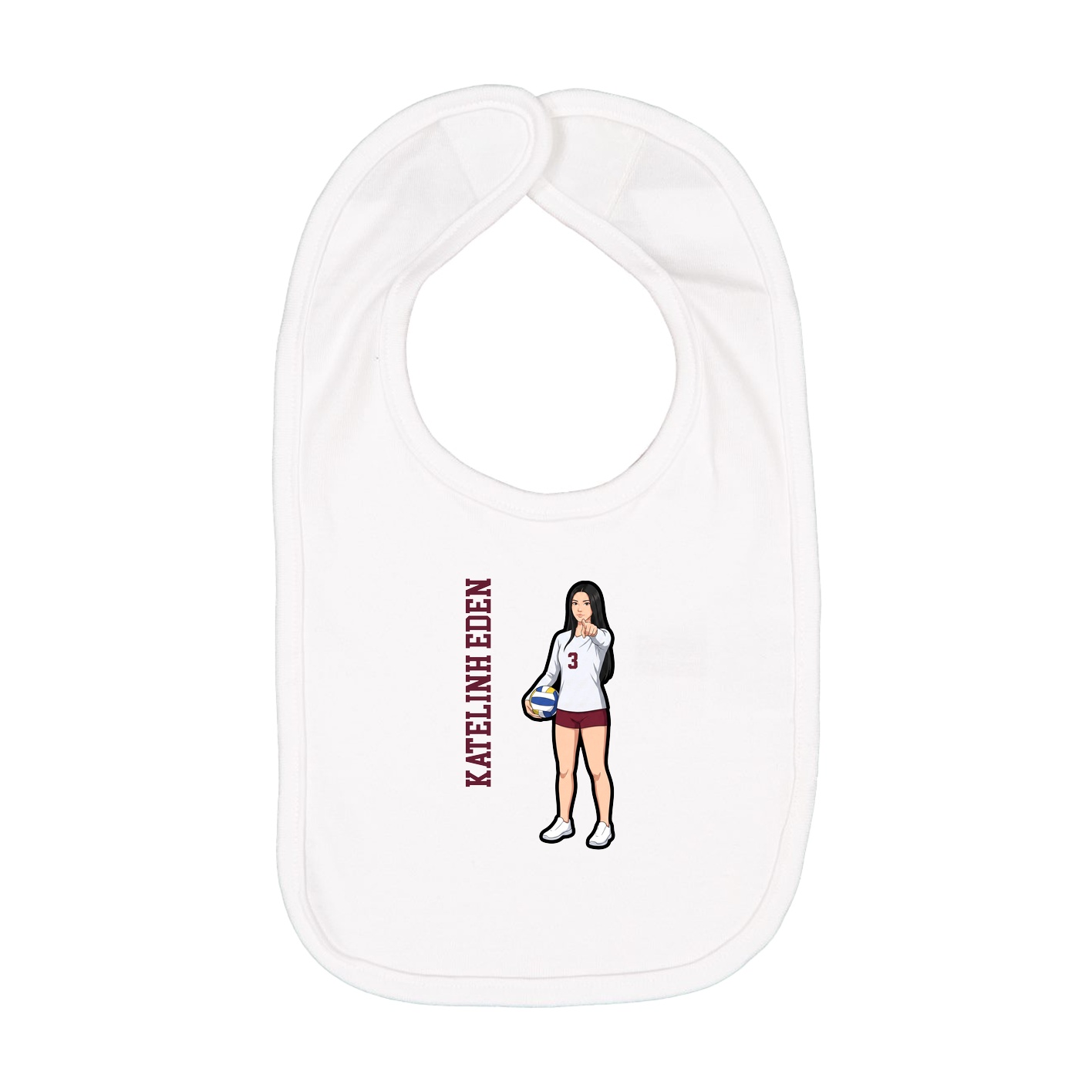 Infant Bib — Name Vertical in White