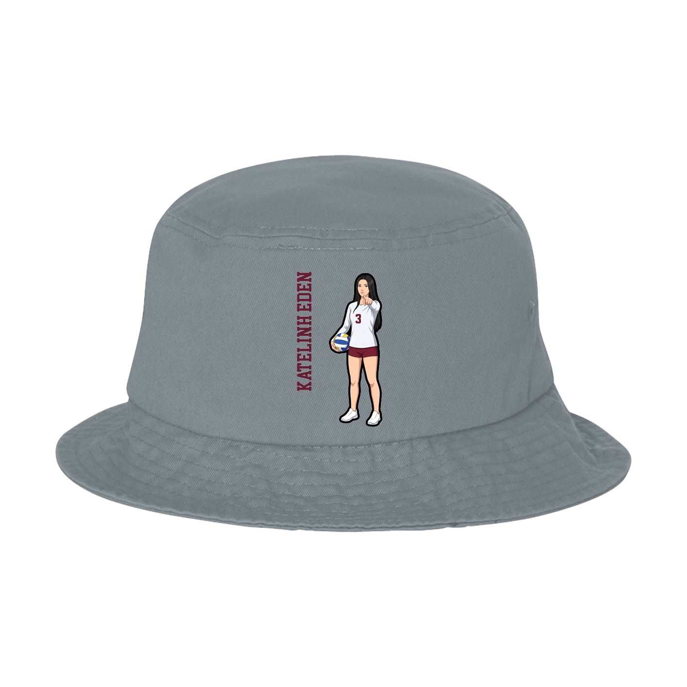 Bucket Cap — Name Vertical in Grey