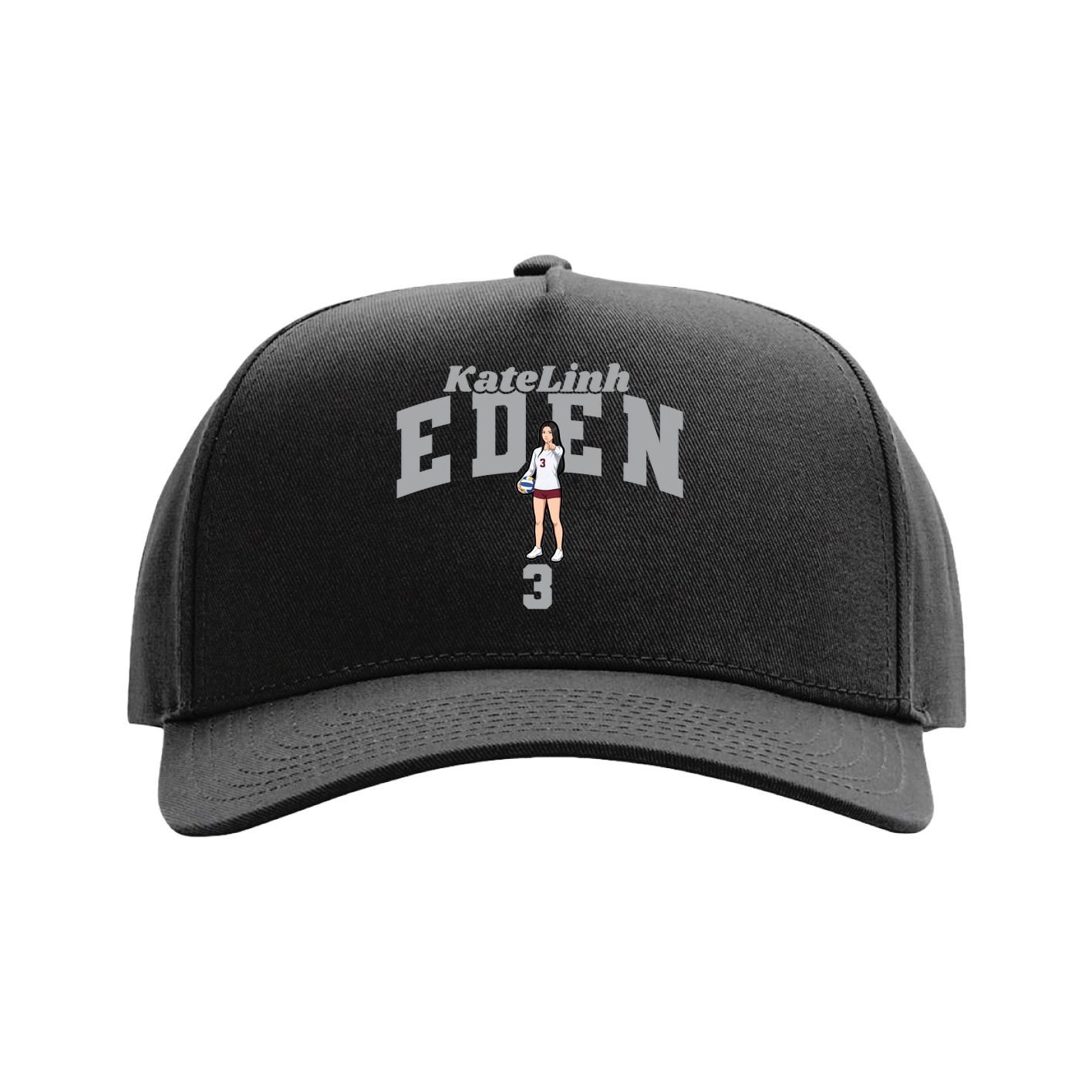 Full Fabric Five-Panel Champ Cap — Signature Arch in Black