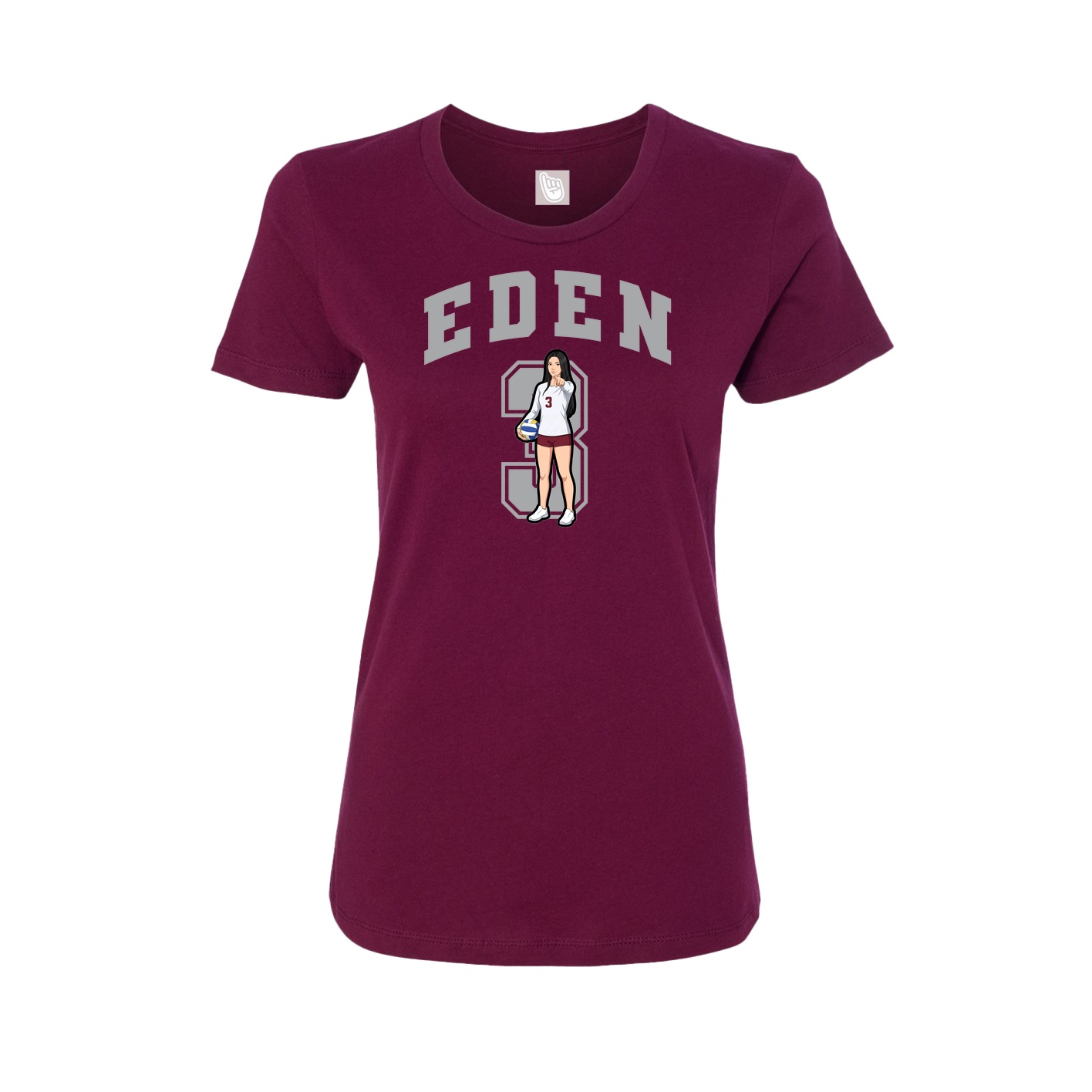 Fitted Women's Tee — Number in Maroon