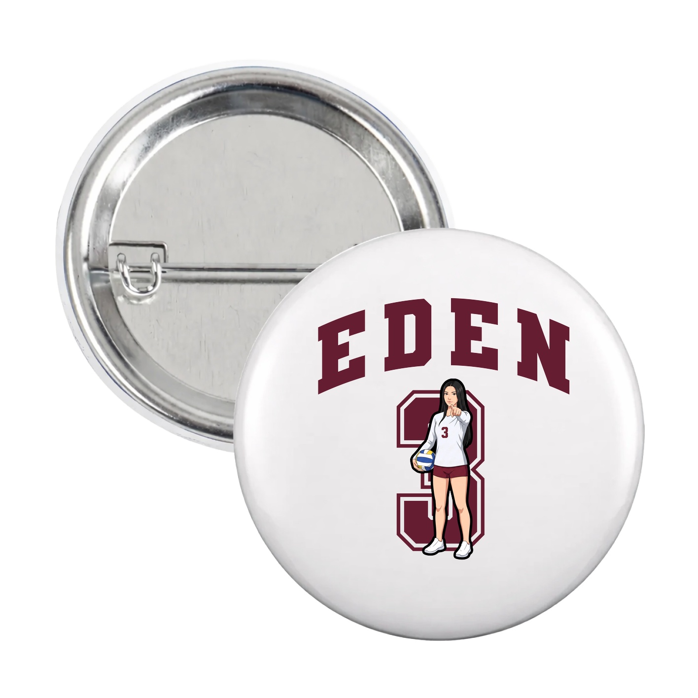 Game Day Button — Number in White
