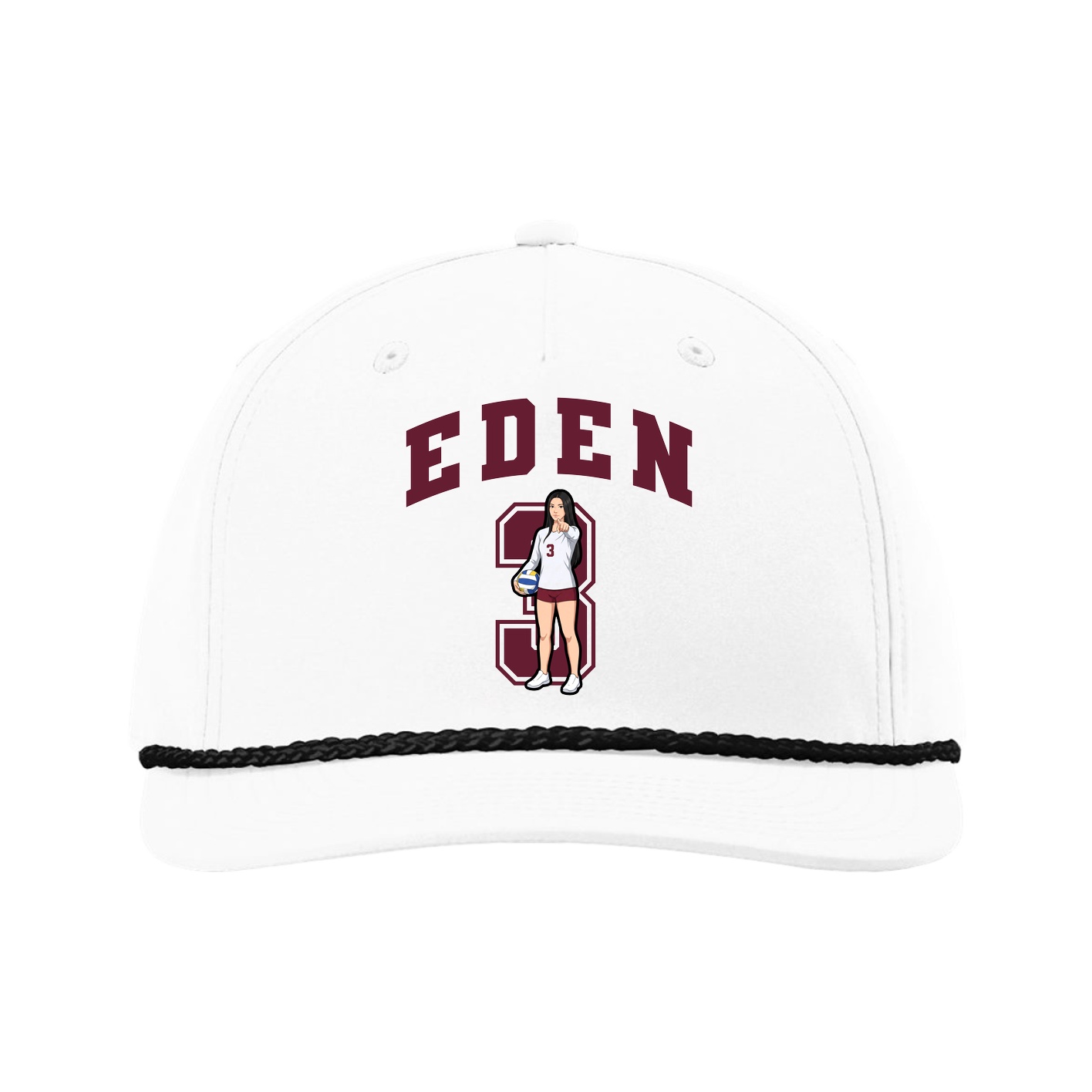 Five-Panel Classic Rope Cap — Number in White