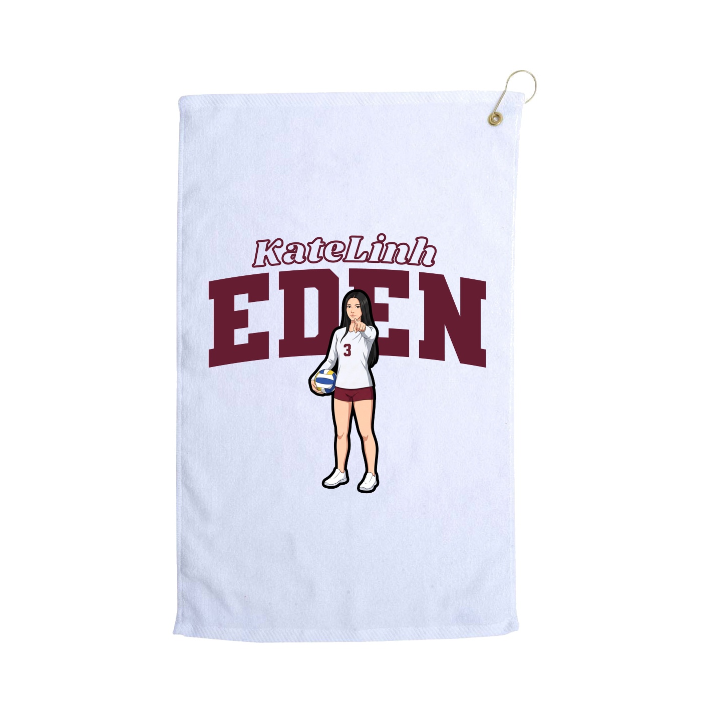 Golf Towel — Name Arch in White