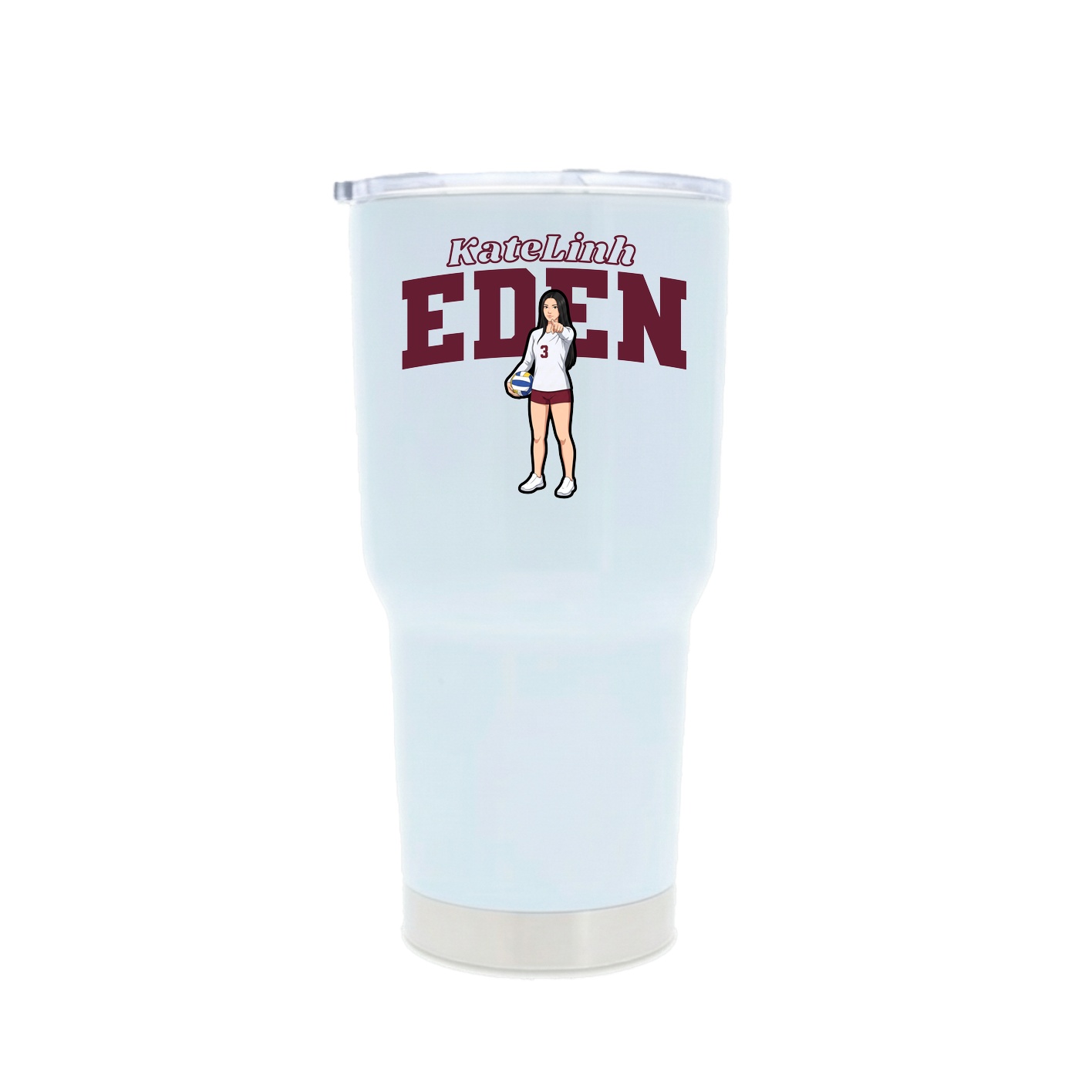 30oz Stainless Steel Tumbler — Name Arch in White