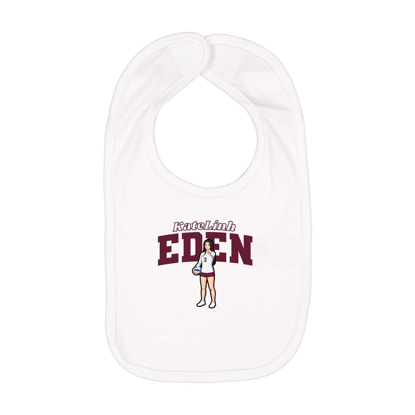 Infant Bib — Name Arch in White