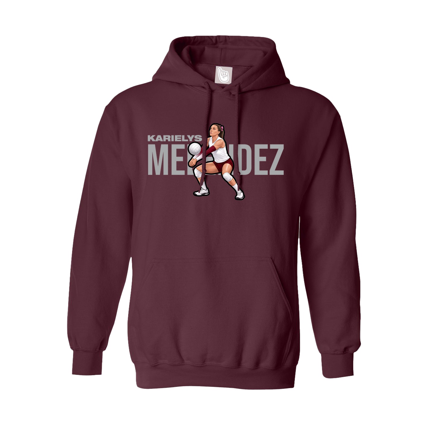 Youth Hoodie — Player Name in Maroon