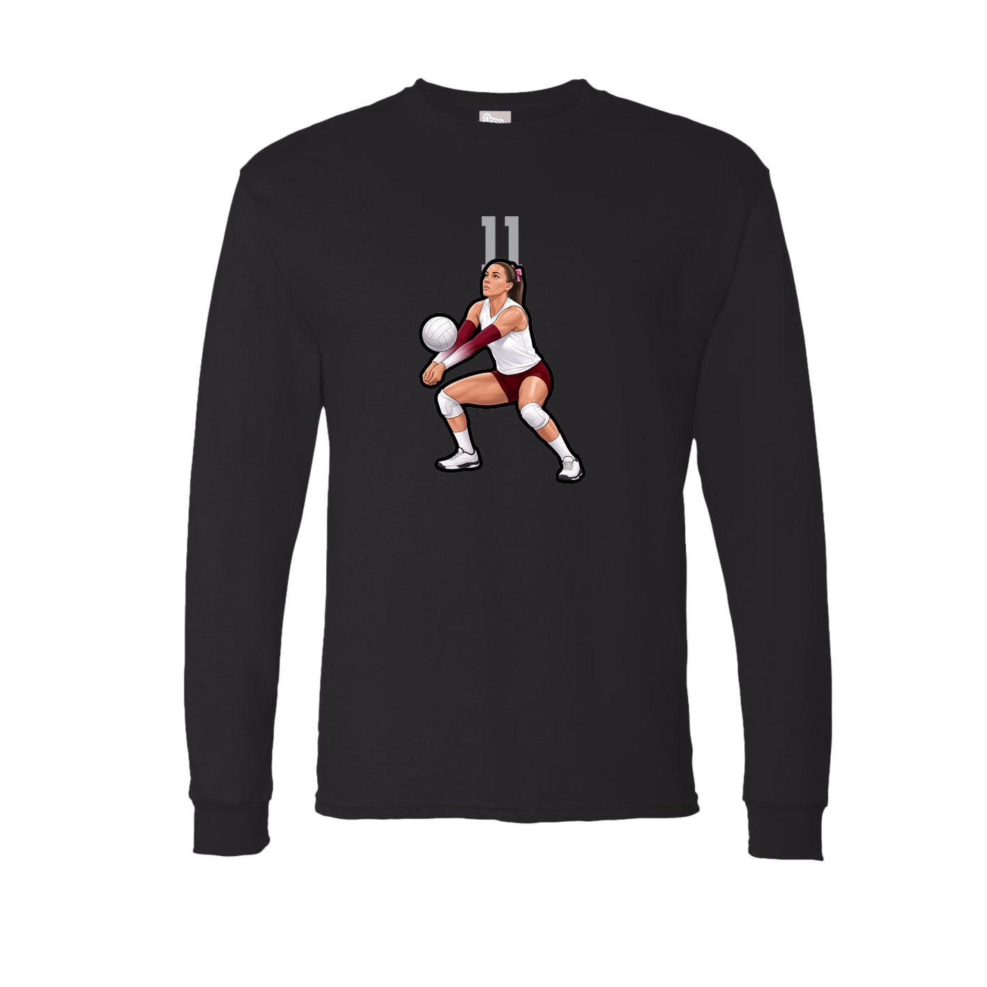 Long Sleeve Tee — Number Top in Black