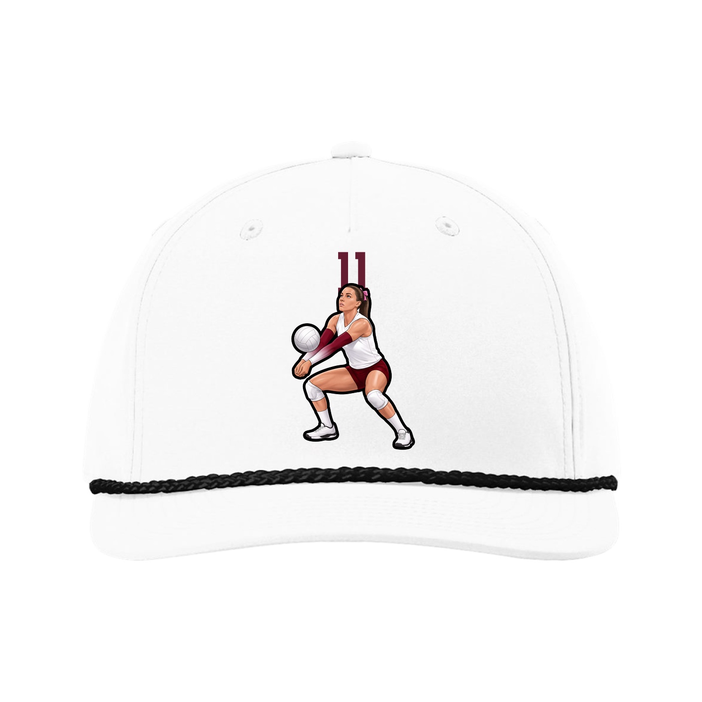 Five-Panel Classic Rope Cap — Number Top in White