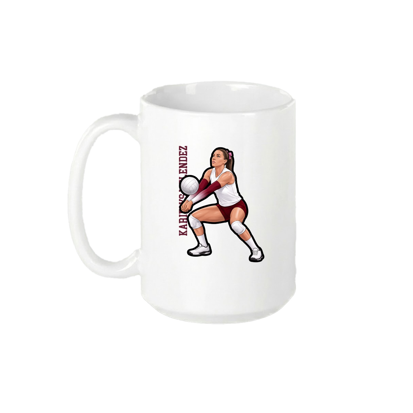 15oz Coffee Mug — Name Vertical in White