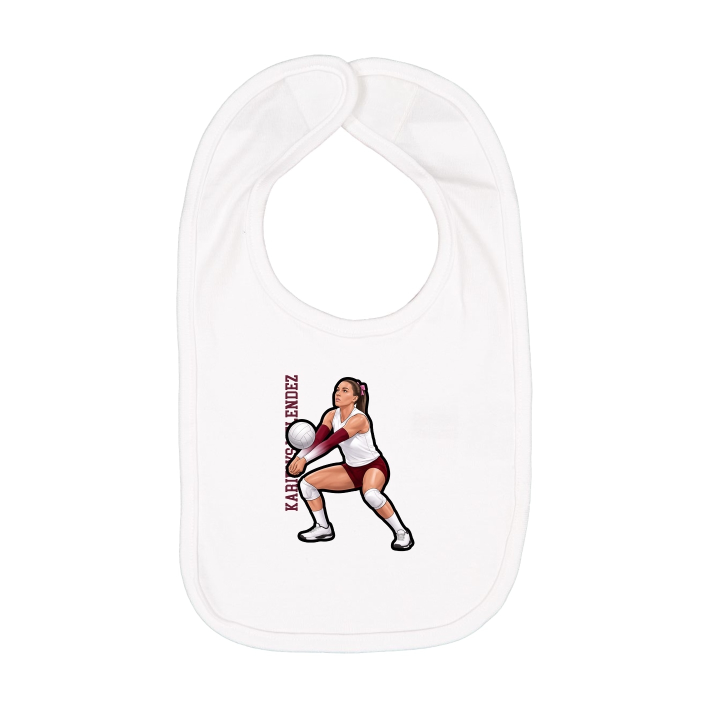 Infant Bib — Name Vertical in White