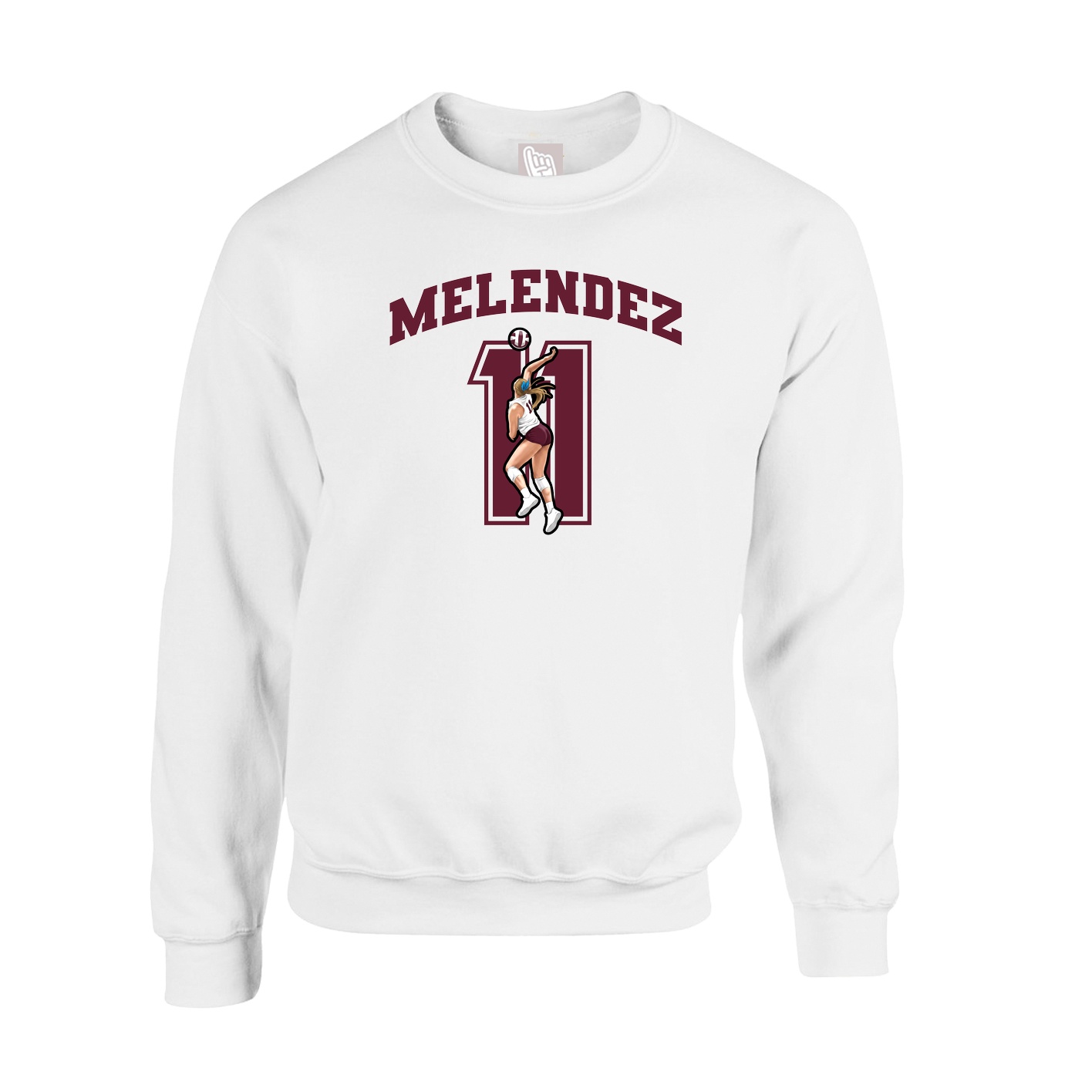 Fleece Crew — Number in White