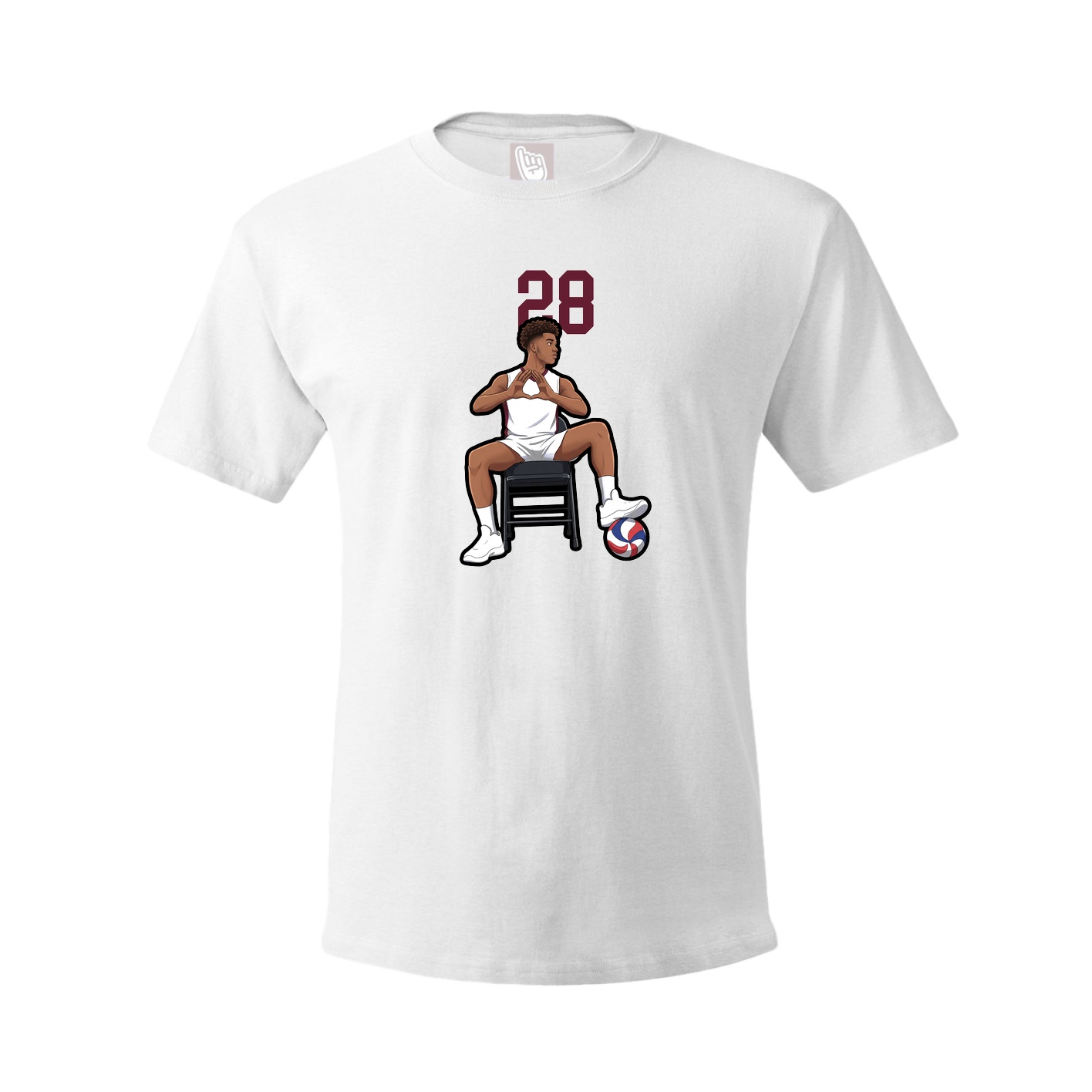 Youth Tee — Number Top in White