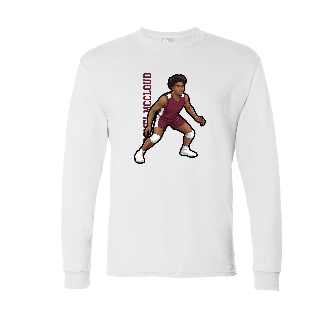 Long Sleeve Tee — Name Vertical in White