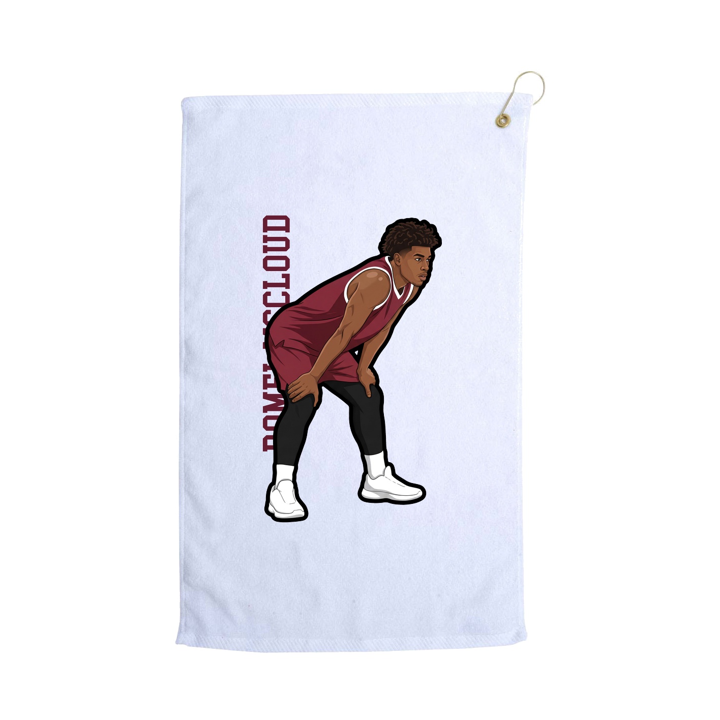 Golf Towel — Name Vertical in White
