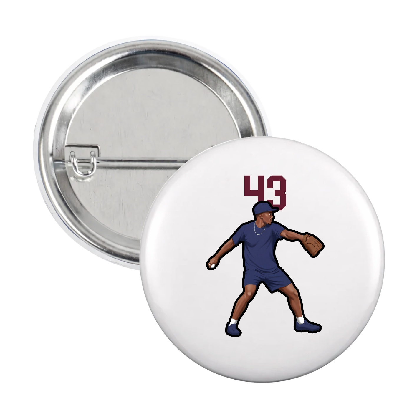 Game Day Button — Number Top in White