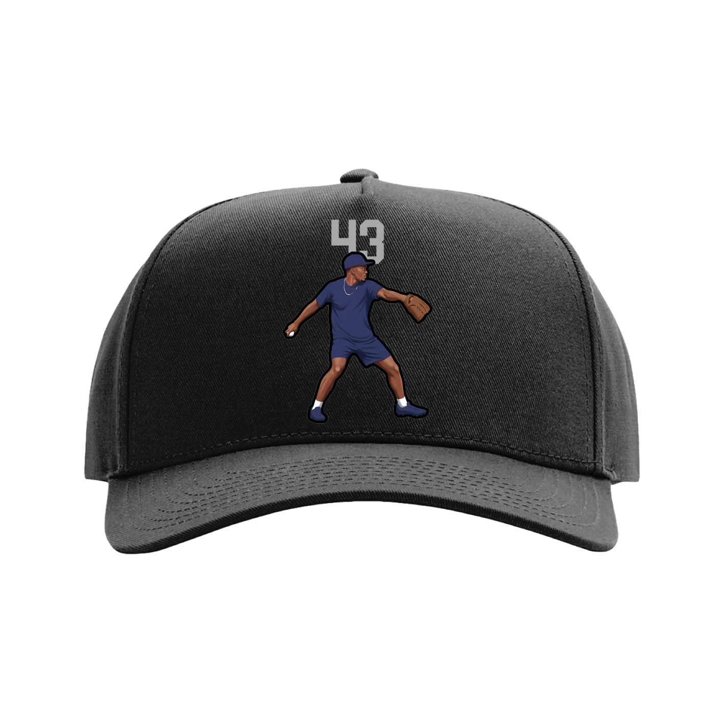 Full Fabric Five-Panel Champ Cap — Number Top in Black