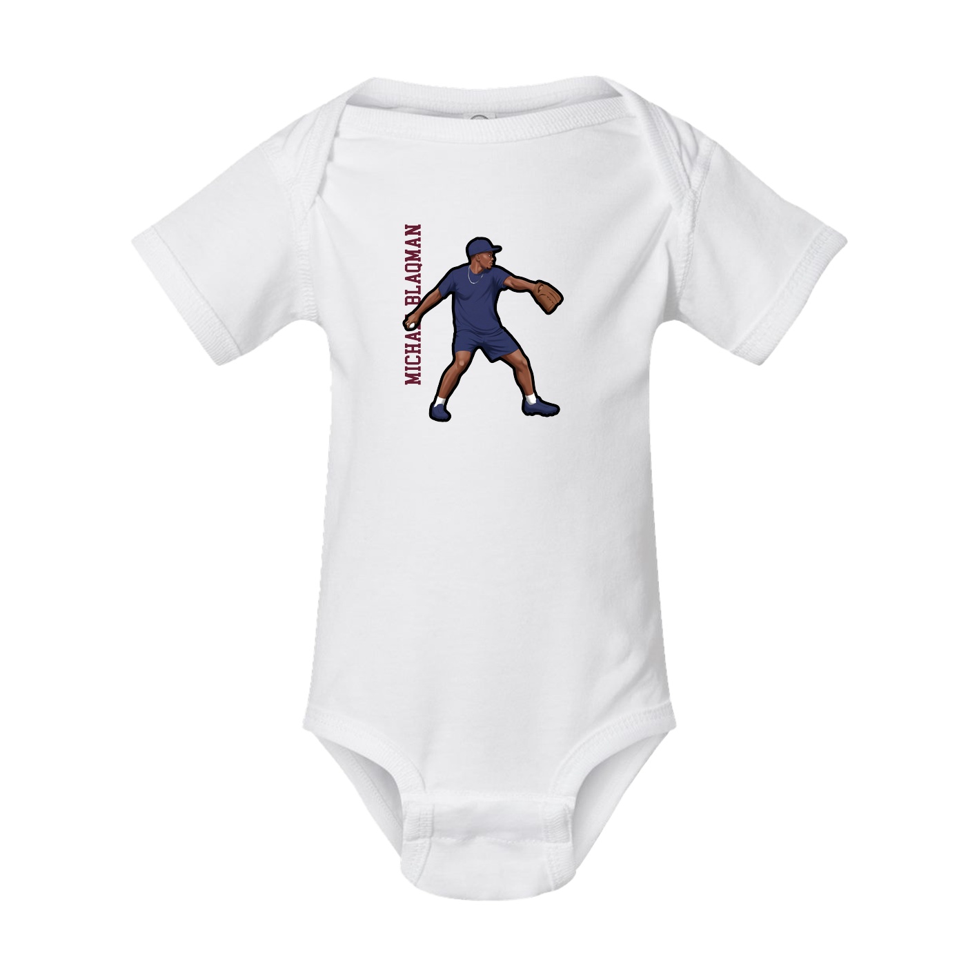 Baby Onesie — Name Vertical in White