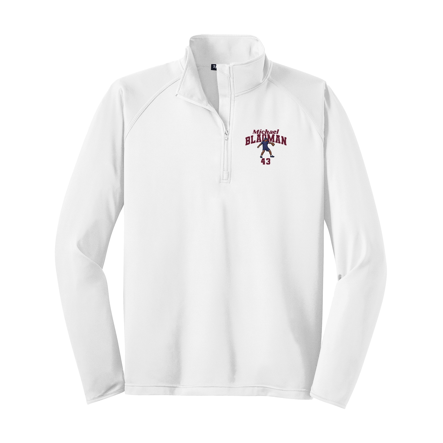 Q-Zip Pullover — Signature Arch in White