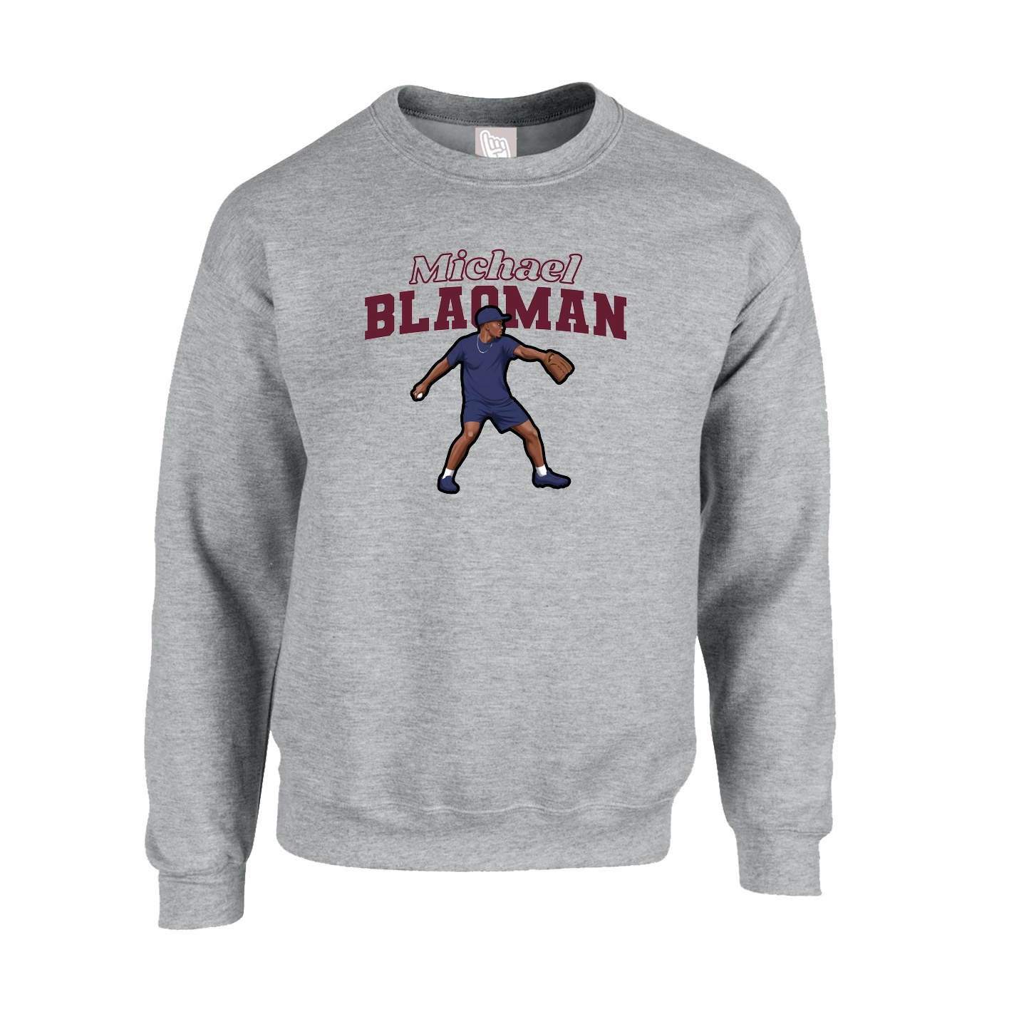 Fleece Crew — Name Arch in Grey