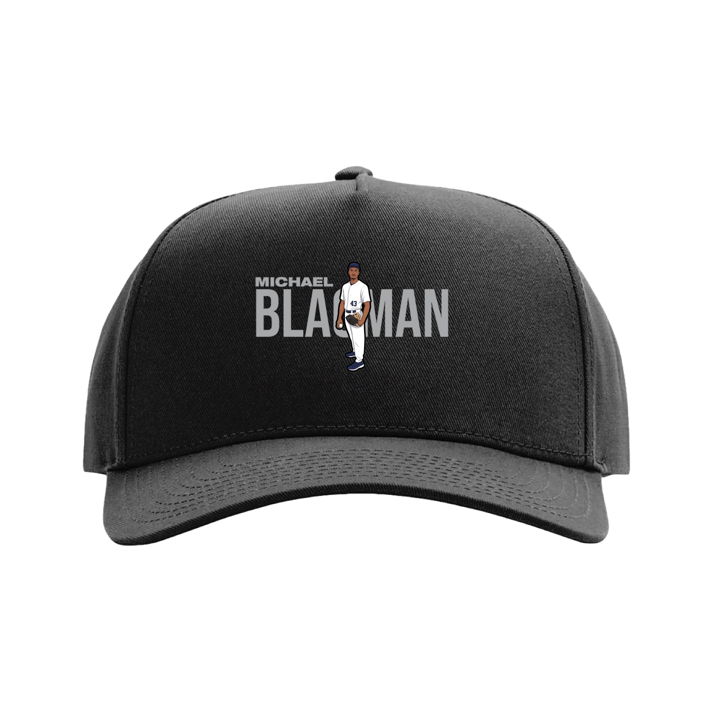 Full Fabric Five-Panel Champ Cap — Player Name in Black