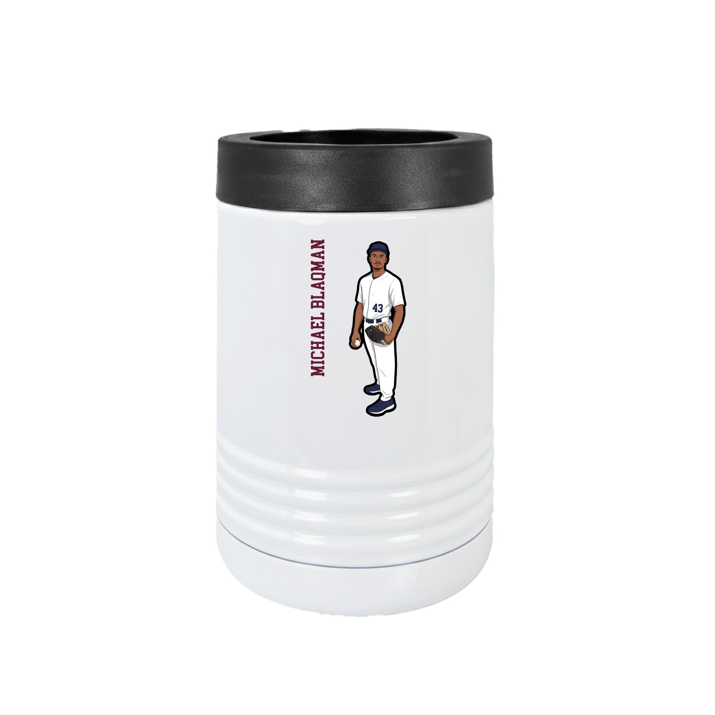Beverage Holder — Name Vertical in White