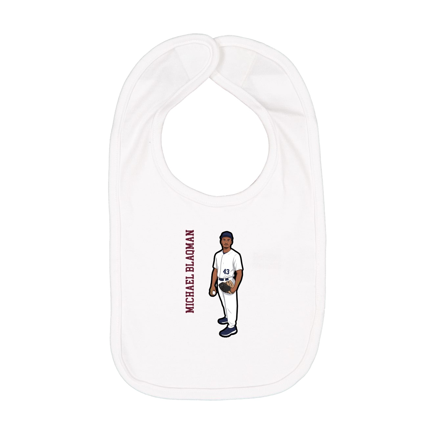 Infant Bib — Name Vertical in White