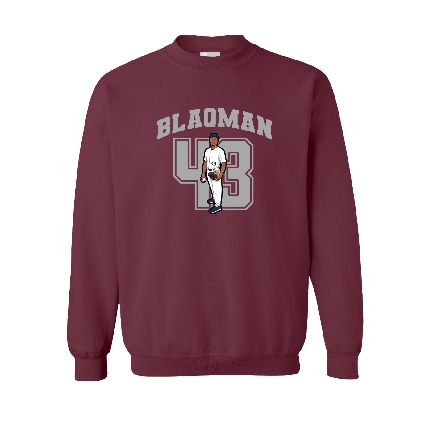 Fleece Crew — Number in Maroon