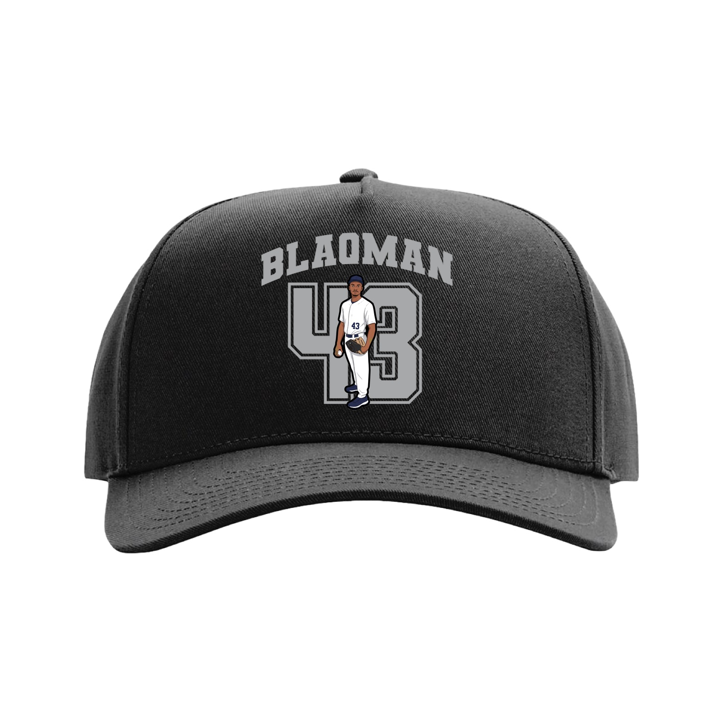 Full Fabric Five-Panel Champ Cap — Number in Black