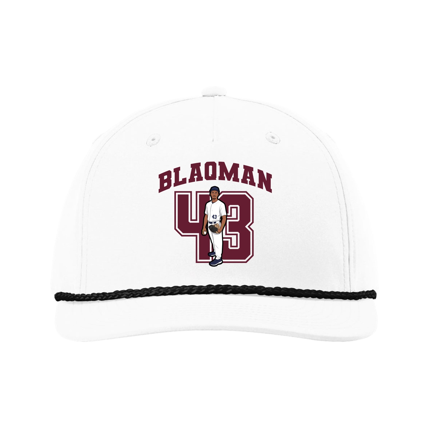 Five-Panel Classic Rope Cap — Number in White