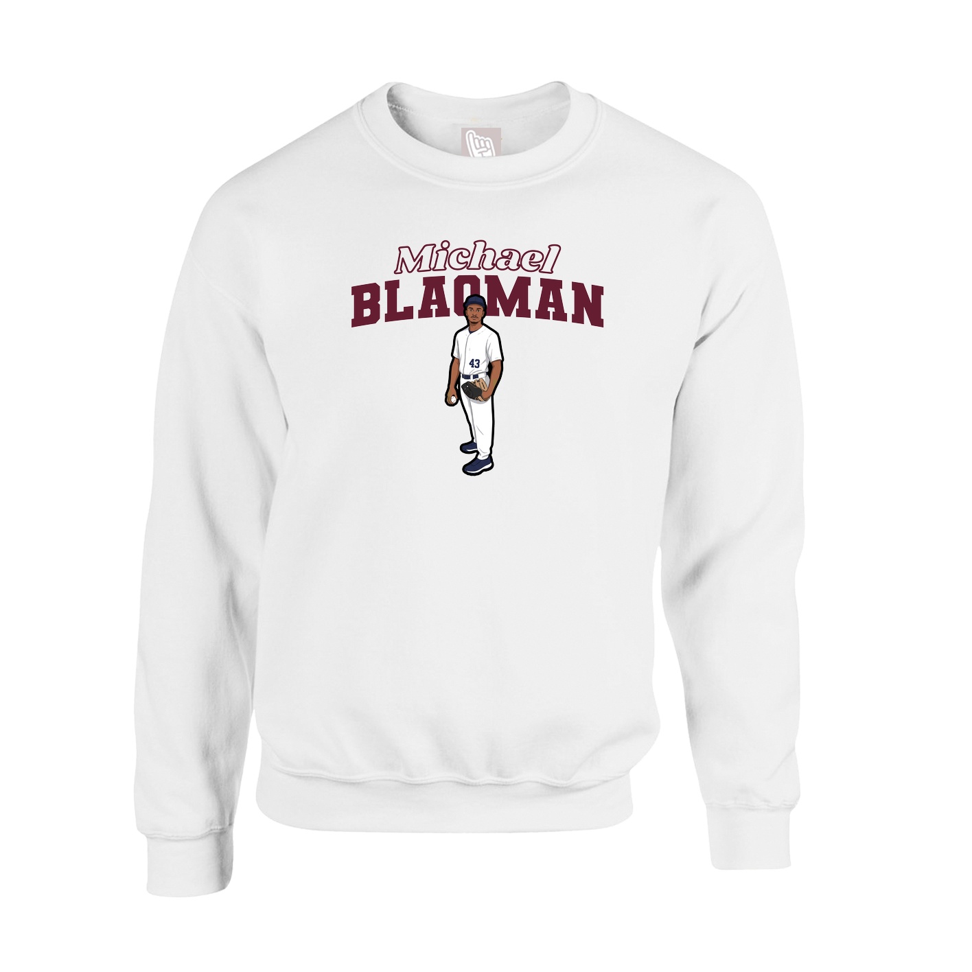 Fleece Crew — Name Arch in White