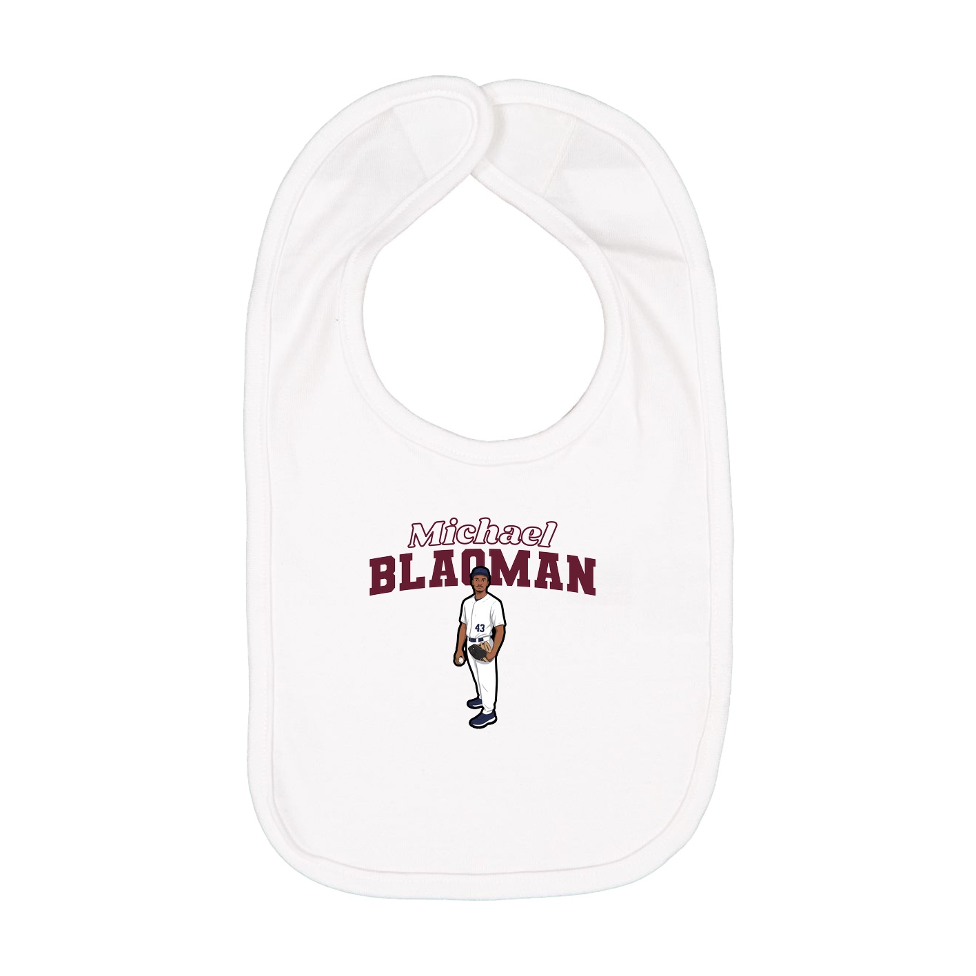 Infant Bib — Name Arch in White