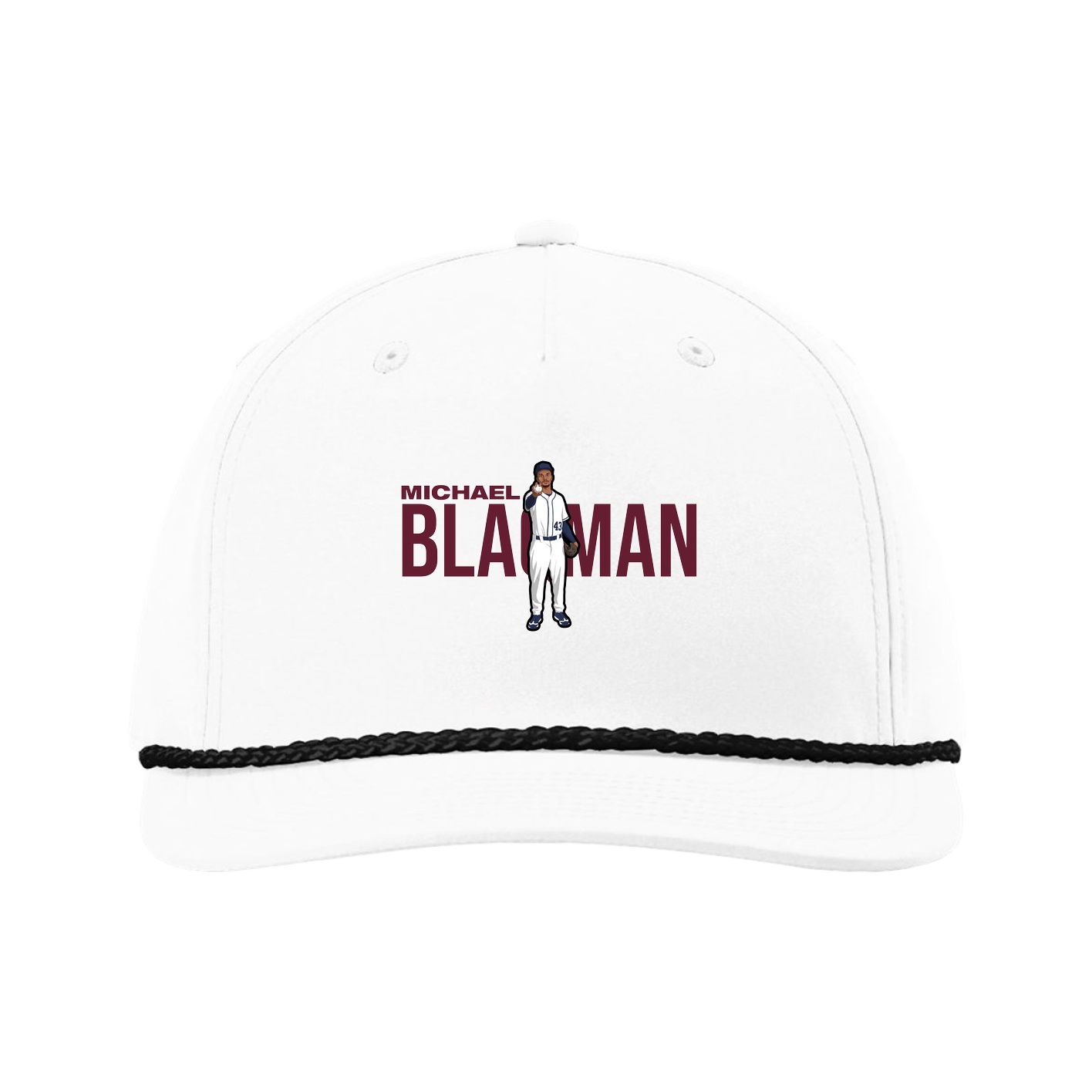 Five-Panel Classic Rope Cap — Player Name in White