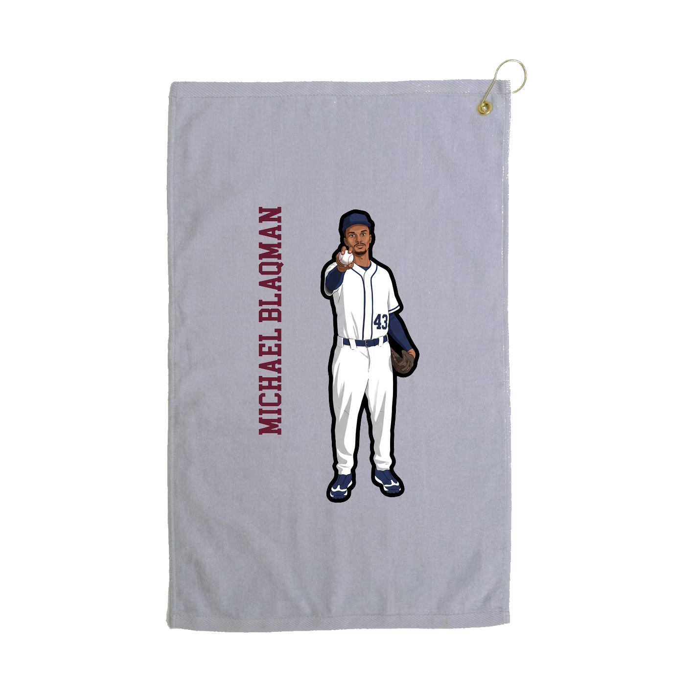 Golf Towel — Name Vertical in Grey