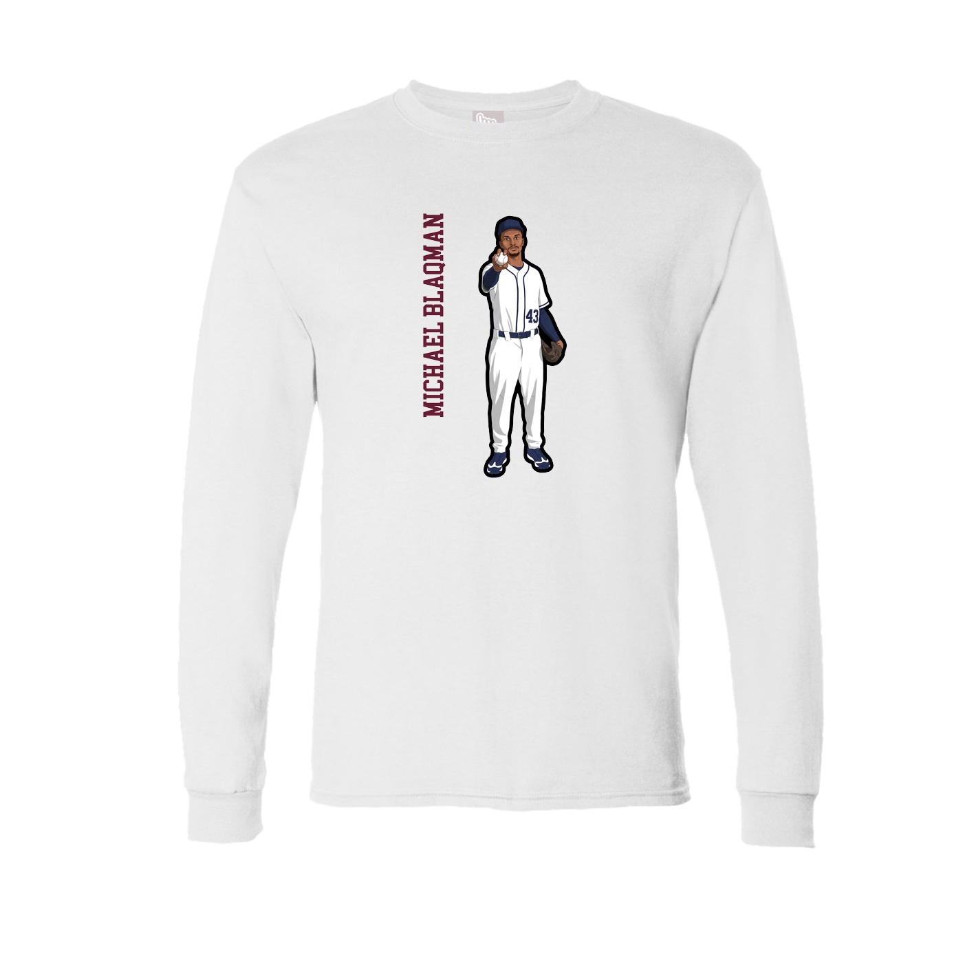 Long Sleeve Tee — Name Vertical in White