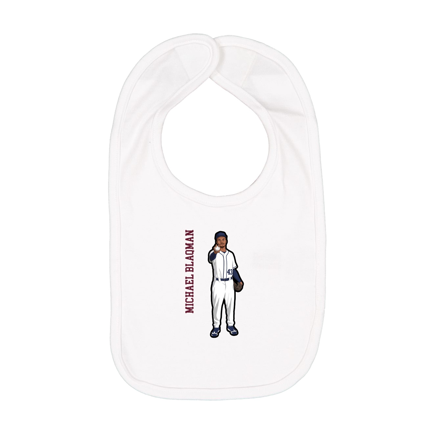 Infant Bib — Name Vertical in White