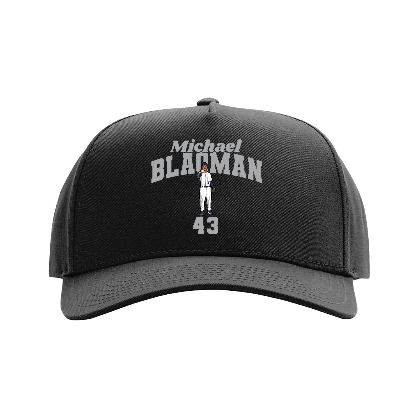 Full Fabric Five-Panel Champ Cap — Signature Arch in Black