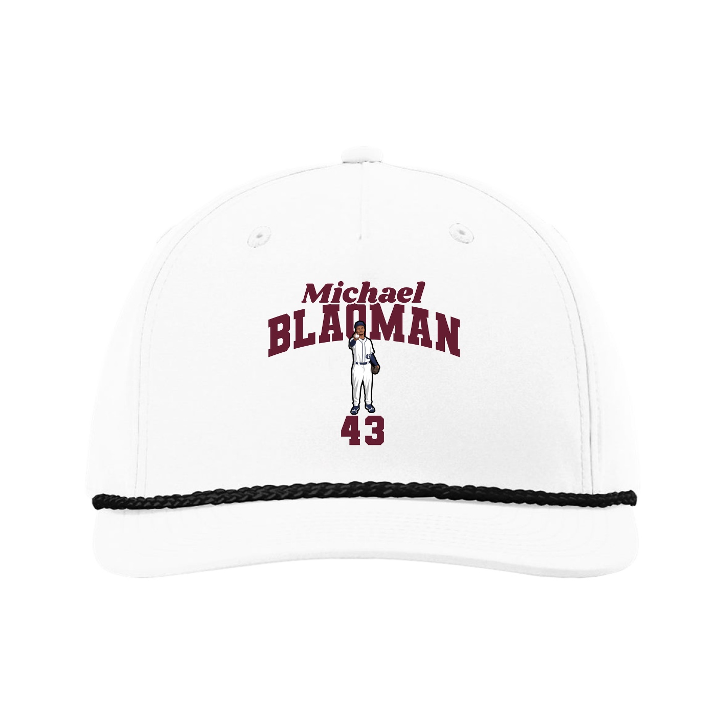 Five-Panel Classic Rope Cap — Signature Arch in White
