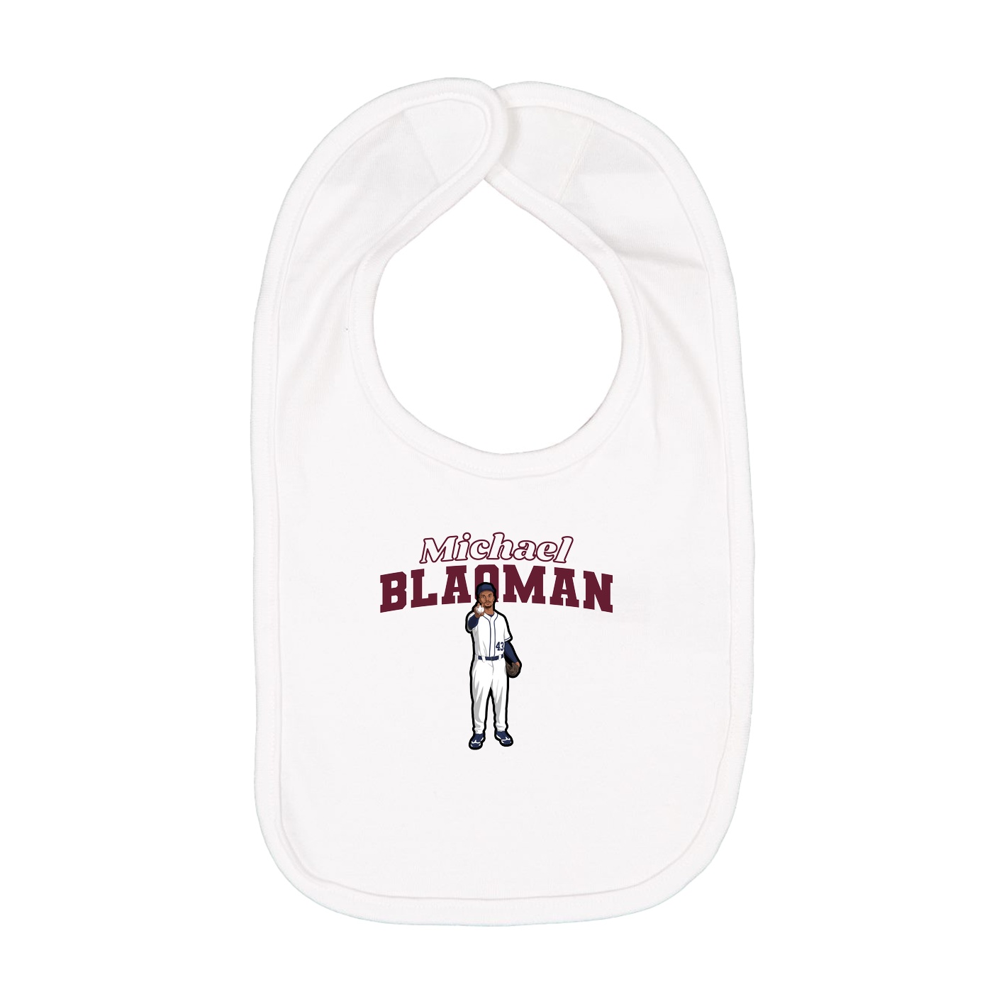 Infant Bib — Name Arch in White