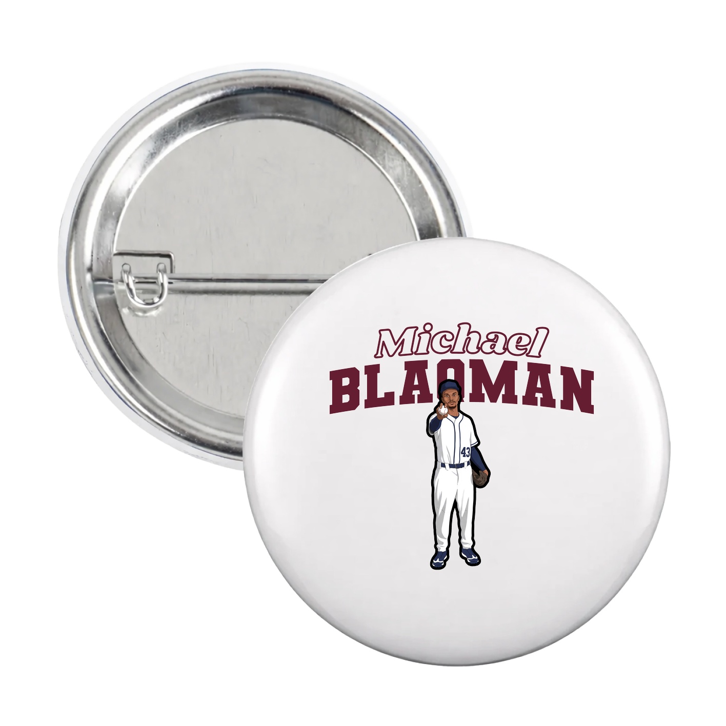 Game Day Button — Name Arch in White