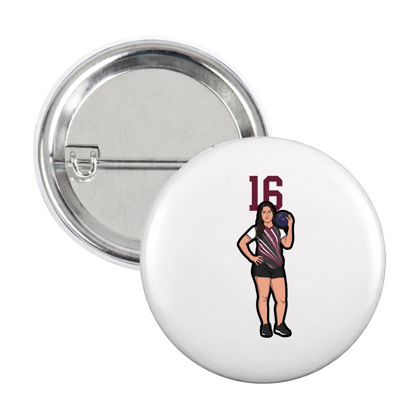Game Day Button — Number Top in White