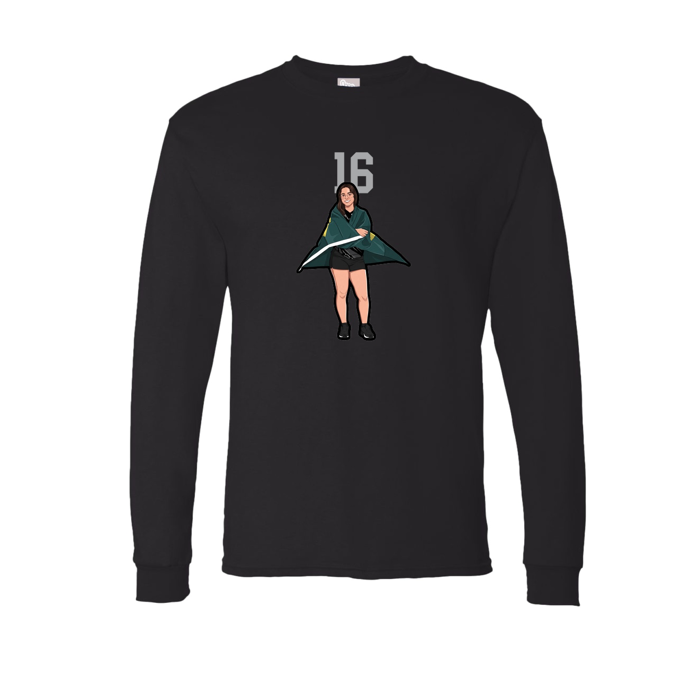 Long Sleeve Tee — Number Top in Black