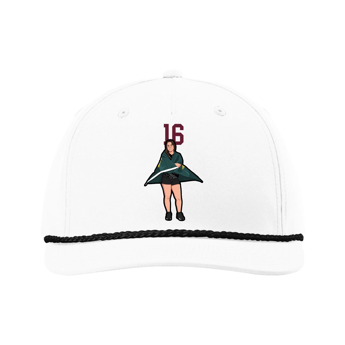 Five-Panel Classic Rope Cap — Number Top in White