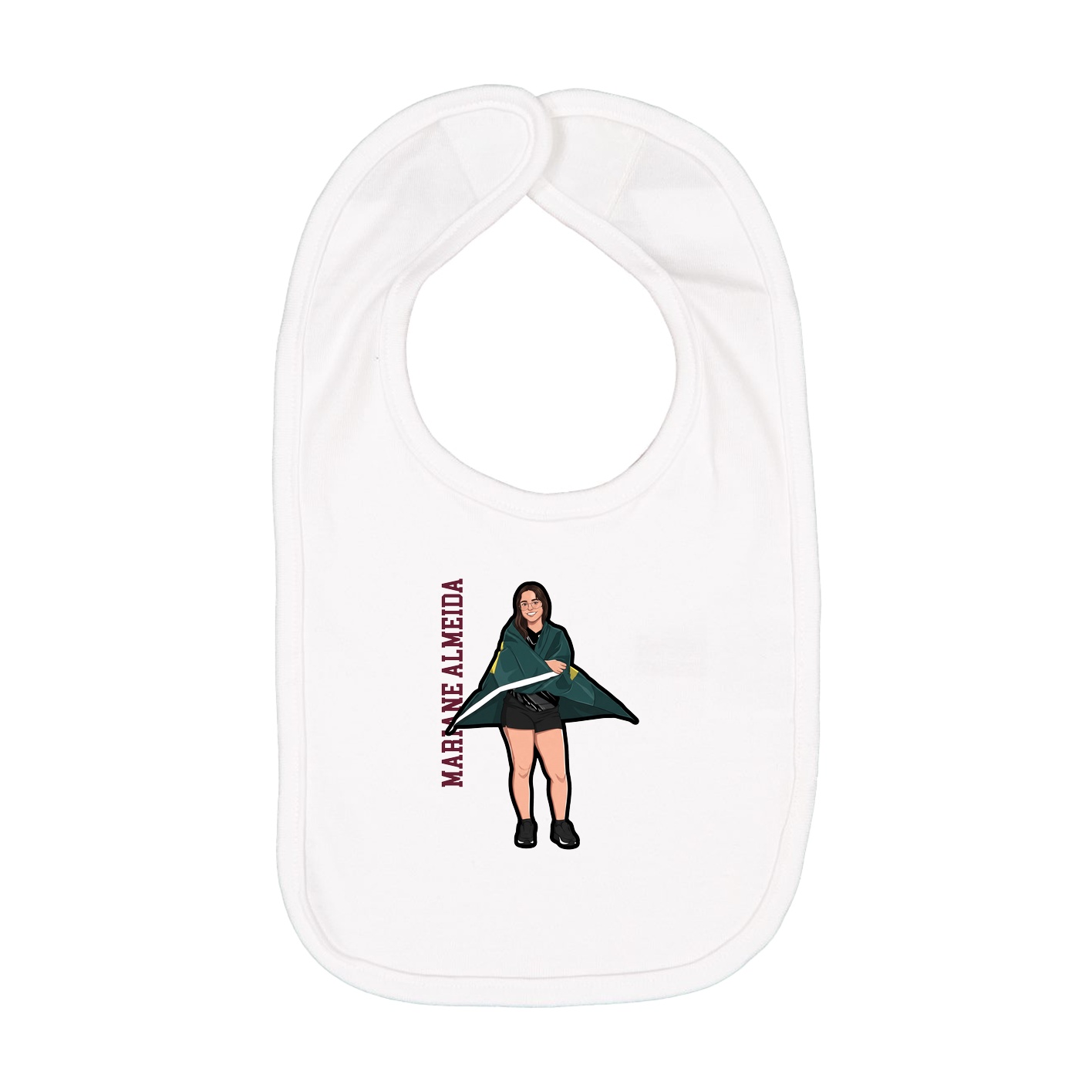Infant Bib — Name Vertical in White