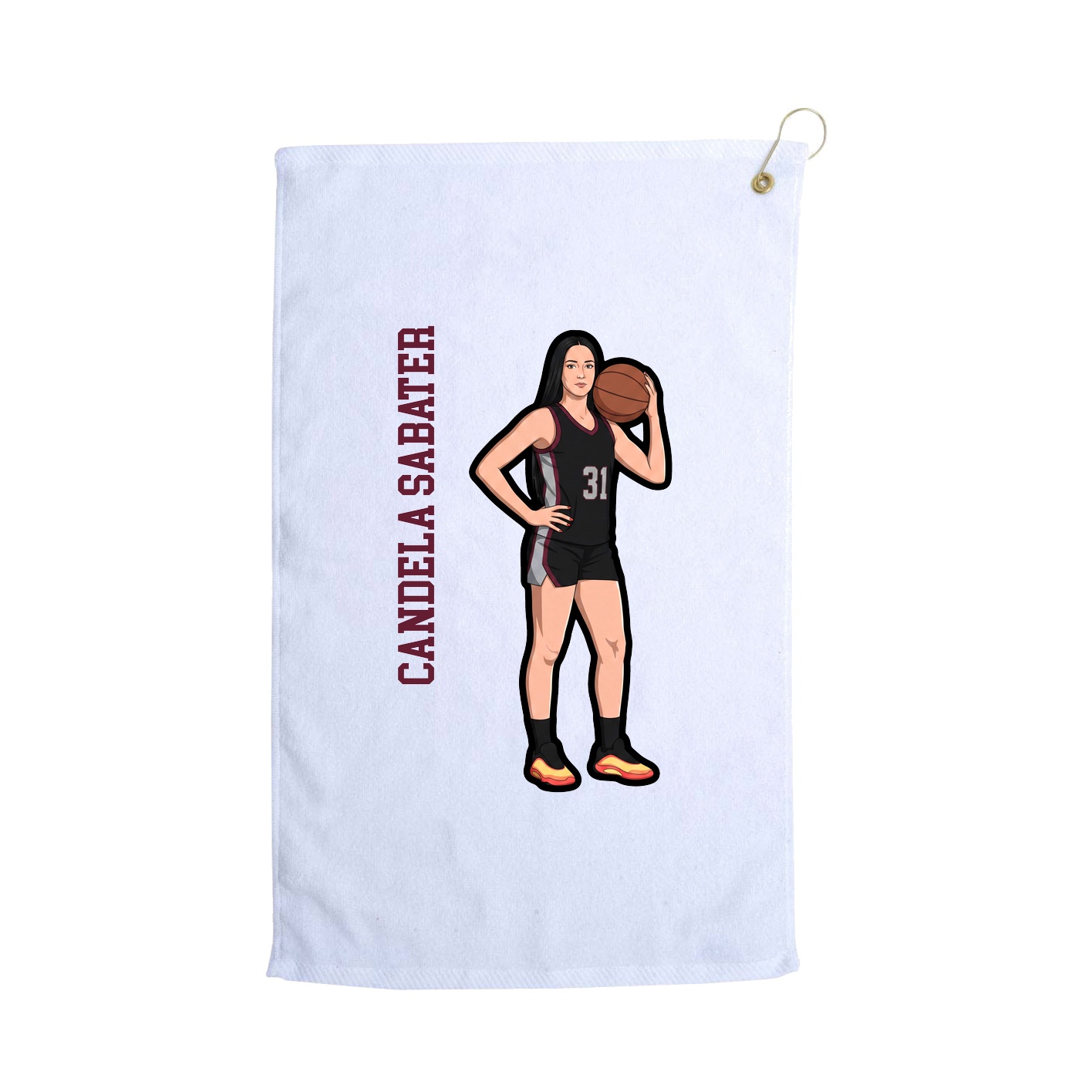 Golf Towel — Name Vertical in White